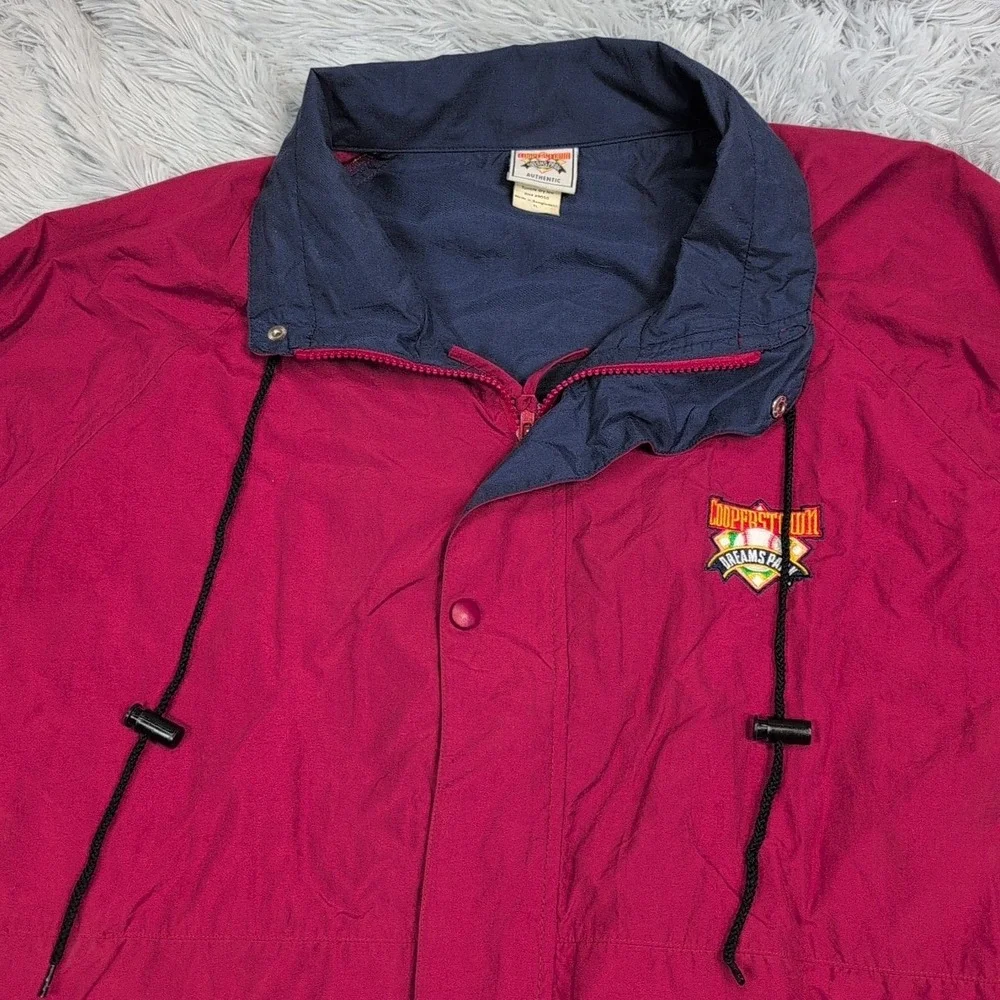 Vintage Cooperstown Jacket Mens XL Red Windbreaker Pockets Dreams Park Zip‎ Up